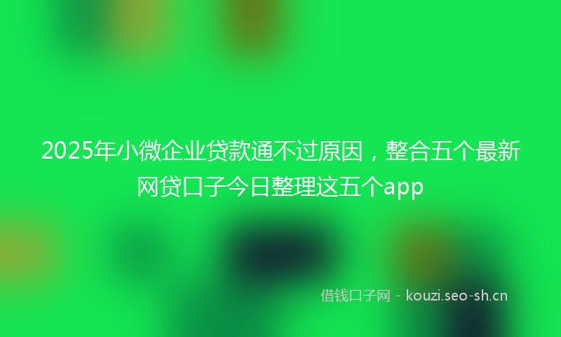2025年小微企业贷款通不过原因，整合五个最新网贷口子今日整理这五个app