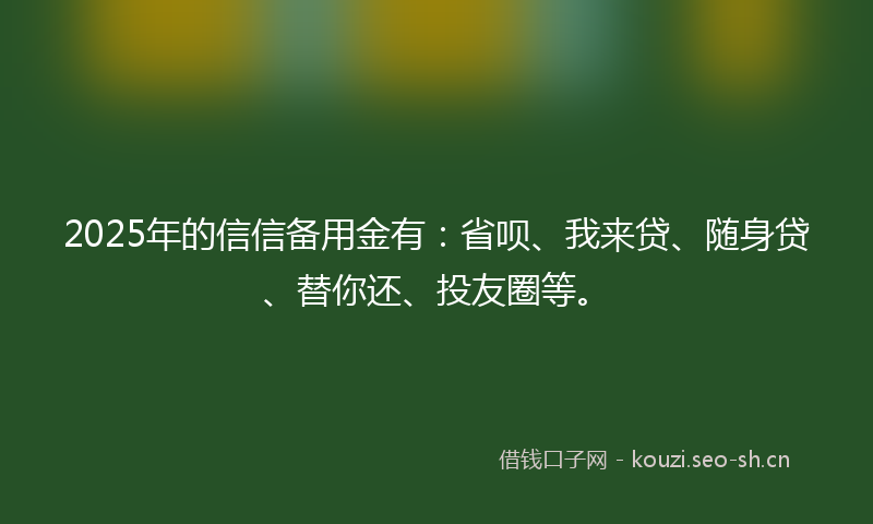 2025年的信信备用金有：省呗、我来贷、随身贷、替你还、投友圈等。