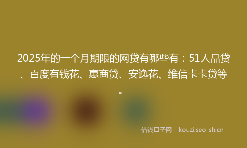 2025年的一个月期限的网贷有哪些有：51人品贷、百度有钱花、惠商贷、安逸花、维信卡卡贷等。