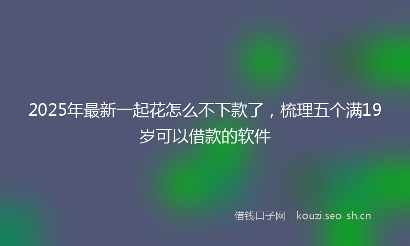 2025年最新一起花怎么不下款了，梳理五个满19岁可以借款的软件