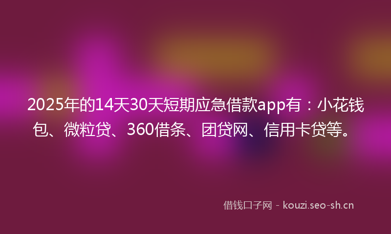 2025年的14天30天短期应急借款app有：小花钱包、微粒贷、360借条、团贷网、信用卡贷等。