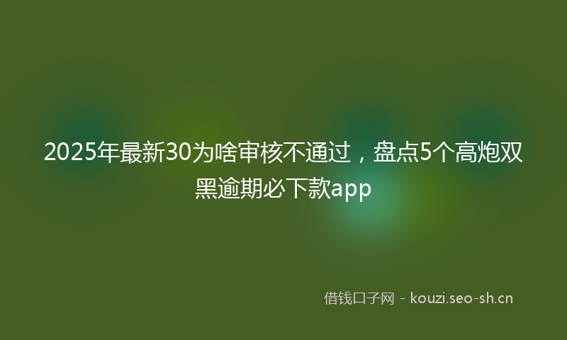 2025年最新30为啥审核不通过，盘点5个高炮双黑逾期必下款app