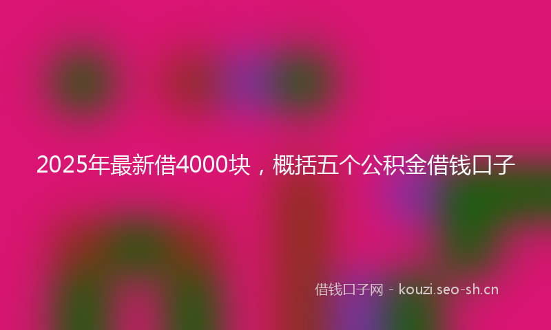 2025年最新借4000块，概括五个公积金借钱口子