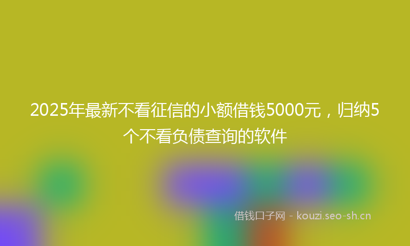2025年最新不看征信的小额借钱5000元，归纳5个不看负债查询的软件