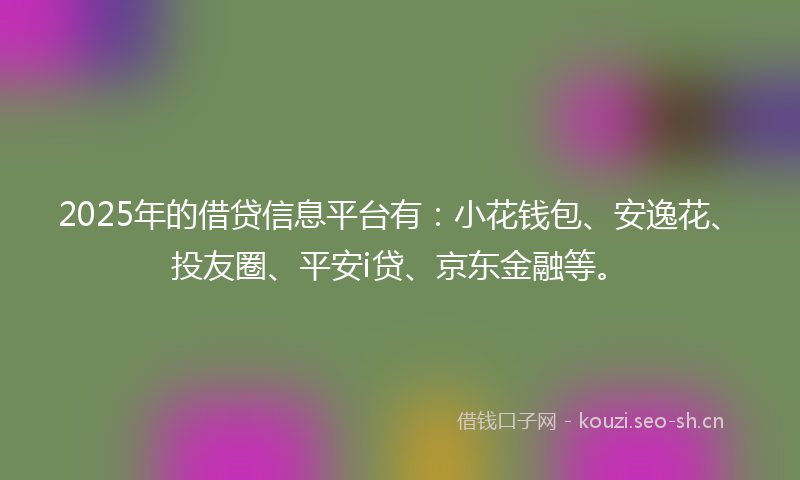 2025年的借贷信息平台有：小花钱包、安逸花、投友圈、平安i贷、京东金融等。