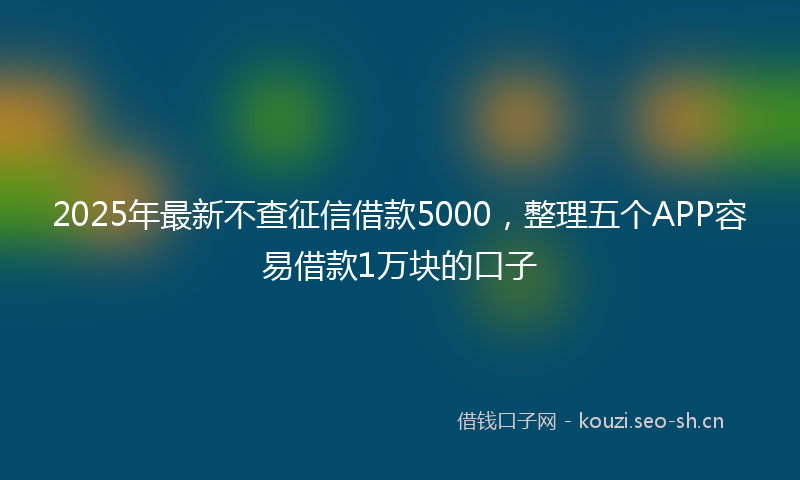 2025年最新不查征信借款5000,整理五个APP容易借款1万块的口子