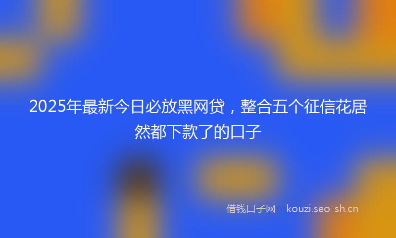 2025年最新今日必放黑网贷，整合五个征信花居然都下款了的口子