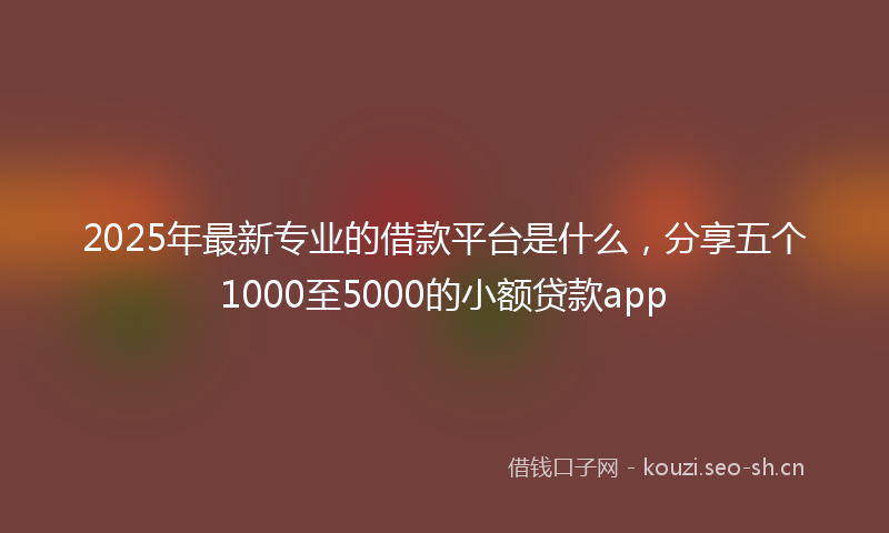 2025年最新专业的借款平台是什么，分享五个1000至5000的小额贷款app