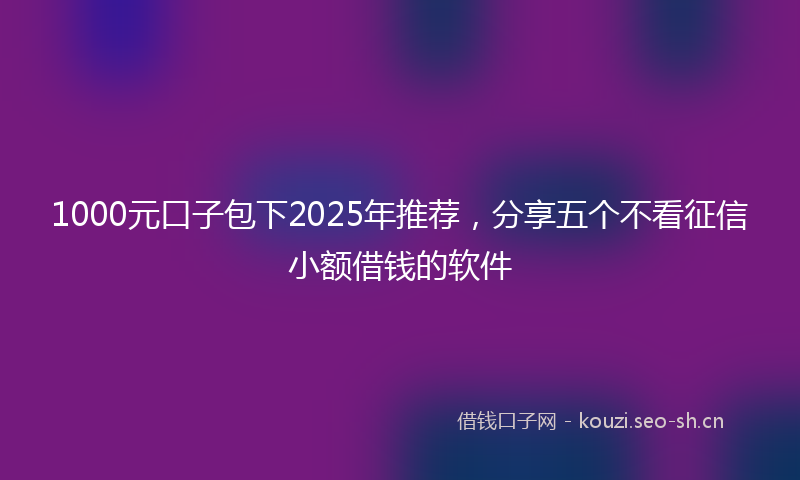 1000元口子包下2025年推荐,分享五个不看征信小额借钱的软件