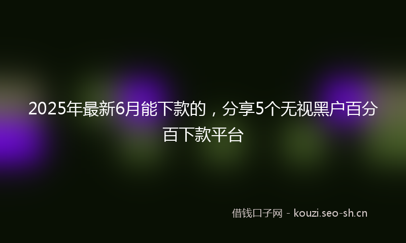 2025年最新6月能下款的，分享5个无视黑户百分百下款平台
