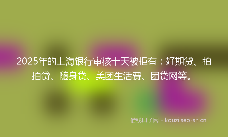 2025年的上海银行审核十天被拒有：好期贷、拍拍贷、随身贷、美团生活费、团贷网等。