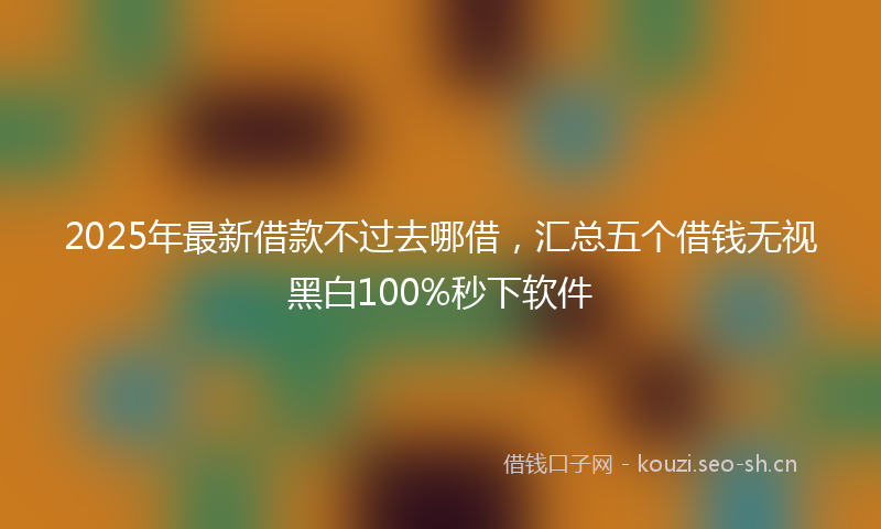 2025年最新借款不过去哪借，汇总五个借钱无视黑白100%秒下软件
