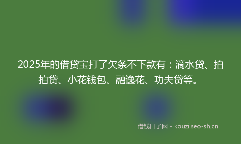 2025年的借贷宝打了欠条不下款有：滴水贷、拍拍贷、小花钱包、融逸花、功夫贷等。