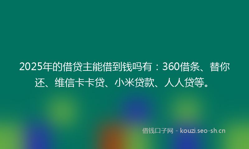 2025年的借贷主能借到钱吗有：360借条、替你还、维信卡卡贷、小米贷款、人人贷等。