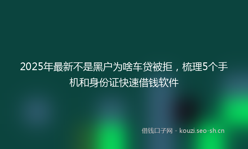 2025年最新不是黑户为啥车贷被拒，梳理5个手机和身份证快速借钱软件