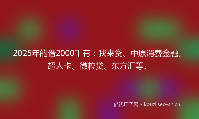 2025年的借2000千有：我来贷、中原消费金融、超人卡、微粒贷、东方汇等。