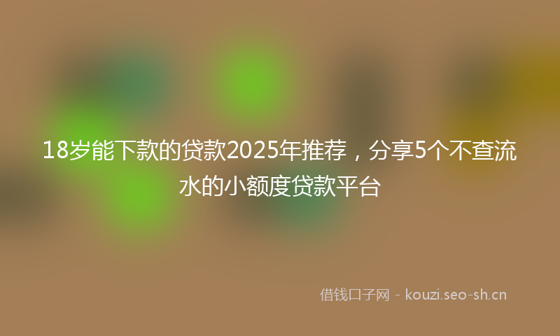 18岁能下款的贷款2025年推荐，分享5个不查流水的小额度贷款平台