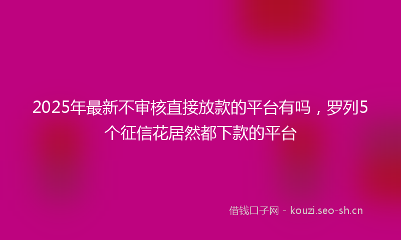 2025年最新不审核直接放款的平台有吗,罗列5个征信花居然都下款的平台