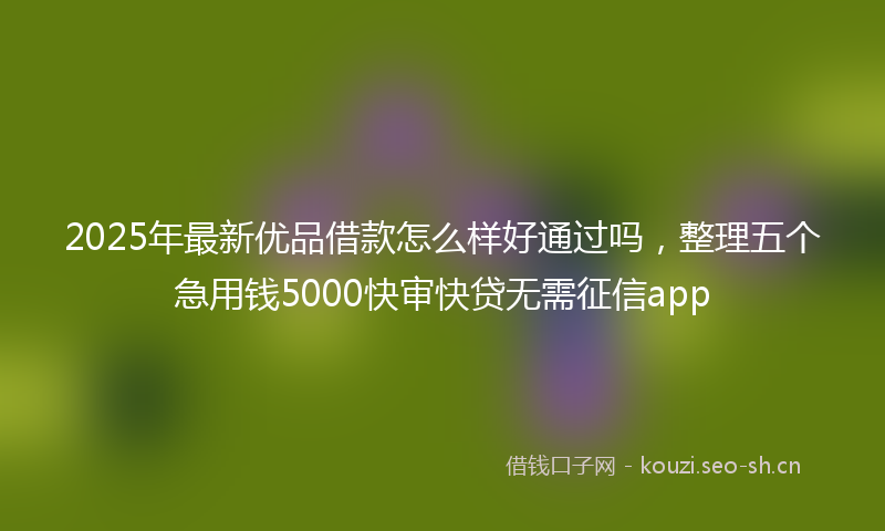 2025年最新优品借款怎么样好通过吗，整理五个急用钱5000快审快贷无需征信app