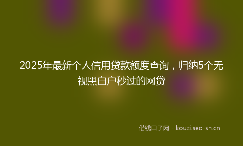 2025年最新个人信用贷款额度查询，归纳5个无视黑白户秒过的网贷