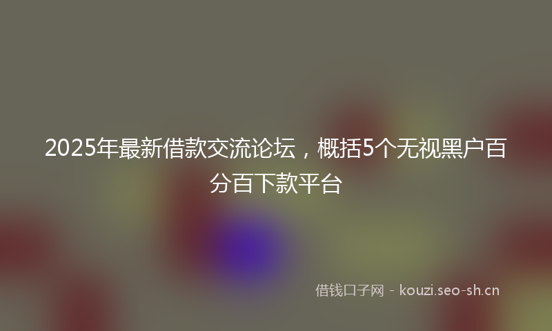 2025年最新借款交流论坛，概括5个无视黑户百分百下款平台