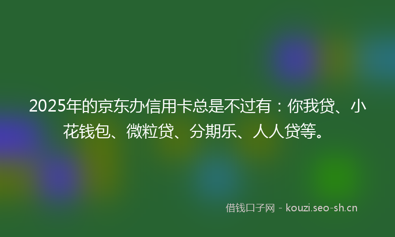 2025年的京东办信用卡总是不过有：你我贷、小花钱包、微粒贷、分期乐、人人贷等。