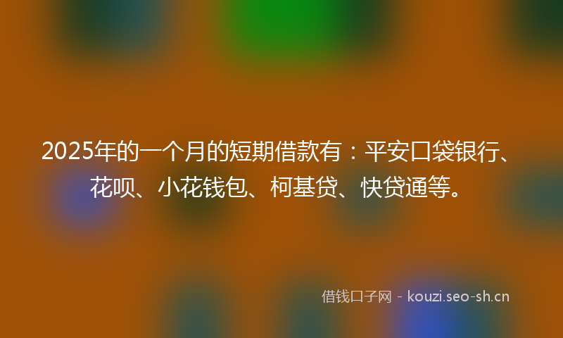 2025年的一个月的短期借款有：平安口袋银行、花呗、小花钱包、柯基贷、快贷通等。
