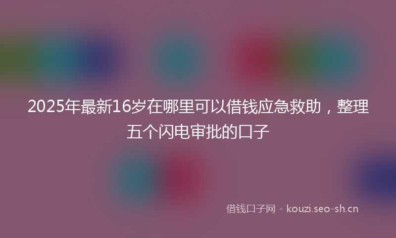 2025年最新16岁在哪里可以借钱应急救助，整理五个闪电审批的口子