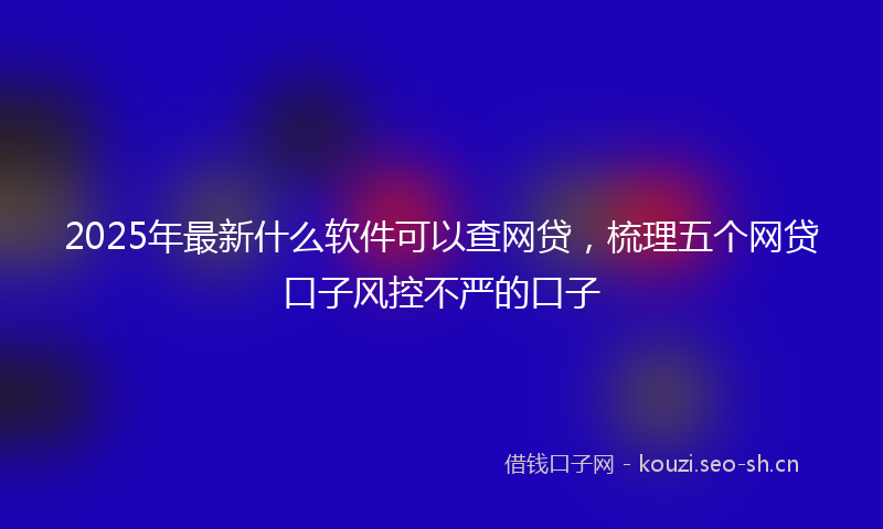 2025年最新什么软件可以查网贷，梳理五个网贷口子风控不严的口子