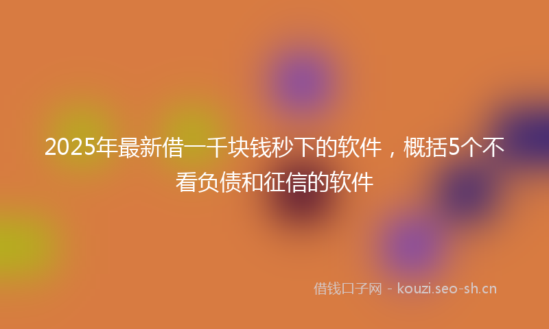 2025年最新借一千块钱秒下的软件，概括5个不看负债和征信的软件