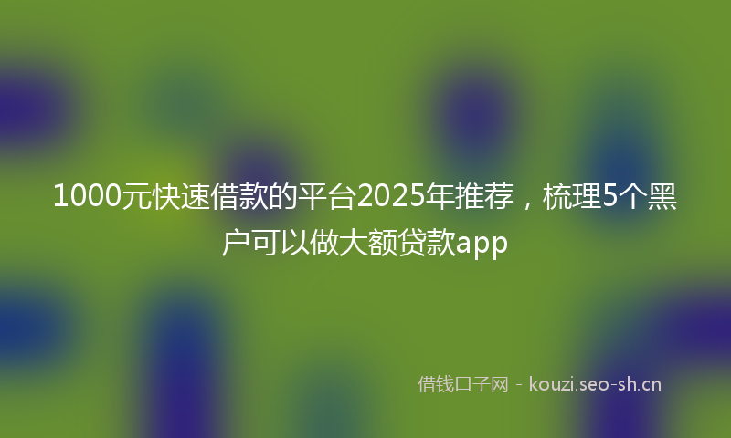 1000元快速借款的平台2025年推荐，梳理5个黑户可以做大额贷款app