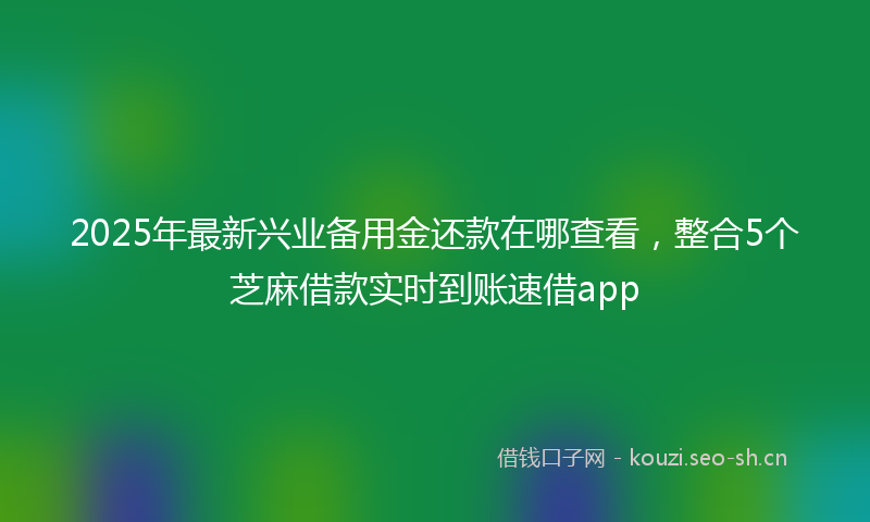 2025年最新兴业备用金还款在哪查看，整合5个芝麻借款实时到账速借app