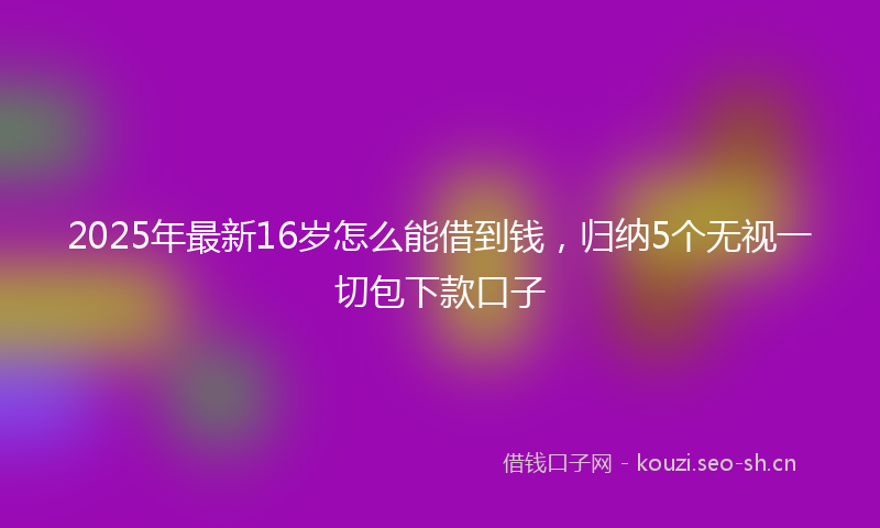 2025年最新16岁怎么能借到钱，归纳5个无视一切包下款口子