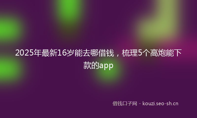 2025年最新16岁能去哪借钱，梳理5个高炮能下款的app