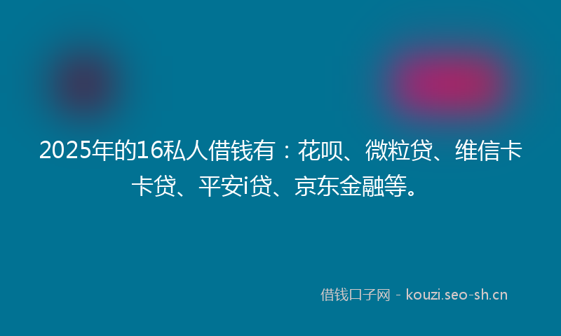 2025年的16私人借钱有：花呗、微粒贷、维信卡卡贷、平安i贷、京东金融等。