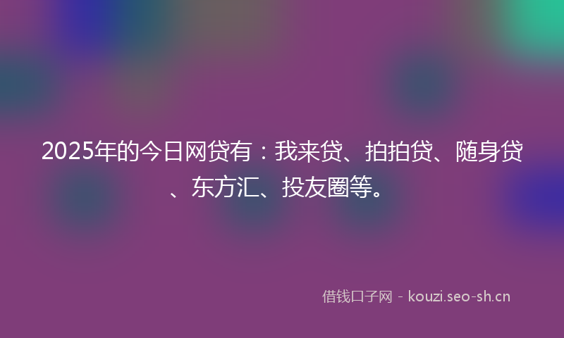2025年的今日网贷有：我来贷、拍拍贷、随身贷、东方汇、投友圈等。