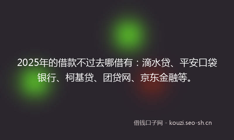 2025年的借款不过去哪借有：滴水贷、平安口袋银行、柯基贷、团贷网、京东金融等。