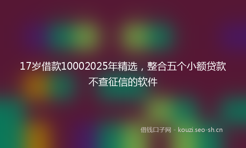 17岁借款10002025年精选，整合五个小额贷款不查征信的软件