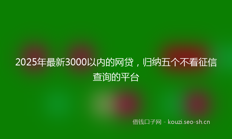 2025年最新3000以内的网贷，归纳五个不看征信查询的平台