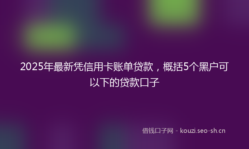 2025年最新凭信用卡账单贷款，概括5个黑户可以下的贷款口子