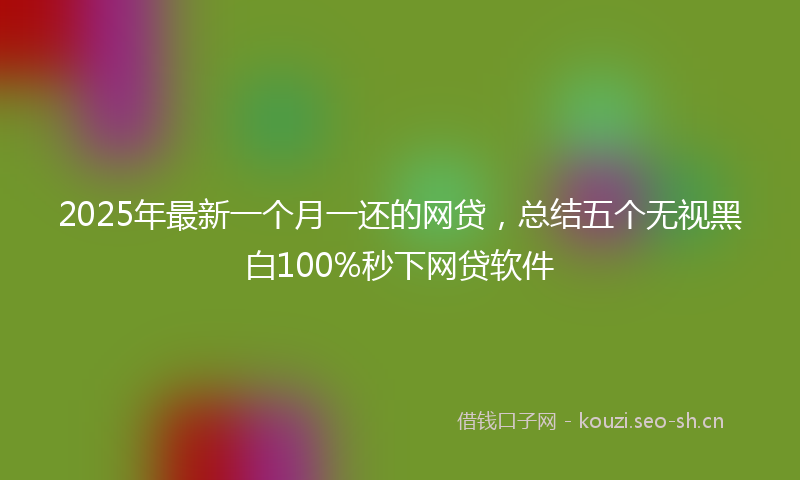 2025年最新一个月一还的网贷，总结五个无视黑白100%秒下网贷软件