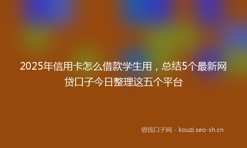 2025年信用卡怎么借款学生用，总结5个最新网贷口子今日整理这五个平台