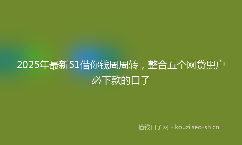 2025年最新51借你钱周周转，整合五个网贷黑户必下款的口子