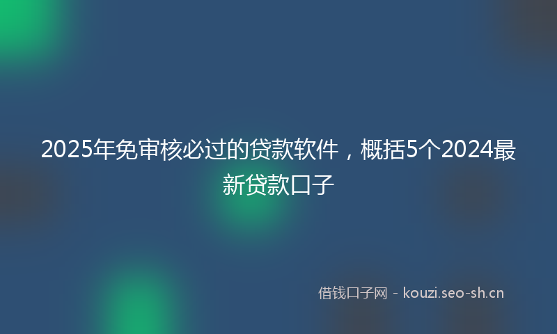 2025年免审核必过的贷款软件，概括5个2024最新贷款口子