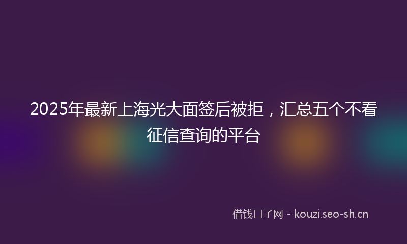 2025年最新上海光大面签后被拒，汇总五个不看征信查询的平台