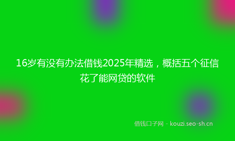 16岁有没有办法借钱2025年精选，概括五个征信花了能网贷的软件