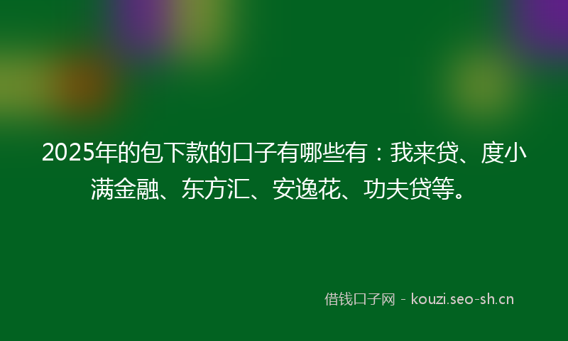 2025年的包下款的口子有哪些有：我来贷、度小满金融、东方汇、安逸花、功夫贷等。