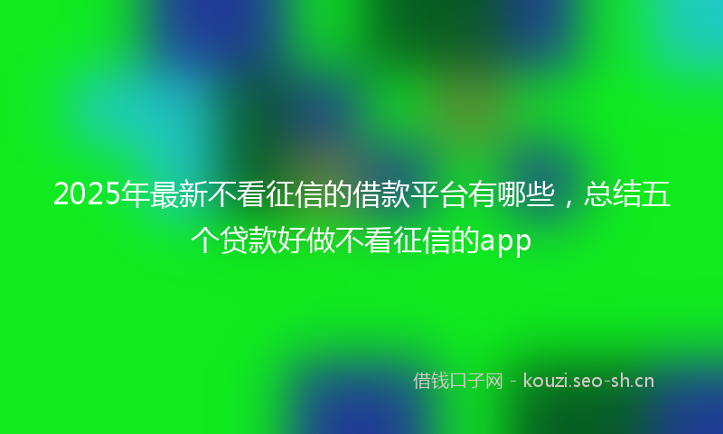 2025年最新不看征信的借款平台有哪些，总结五个贷款好做不看征信的app