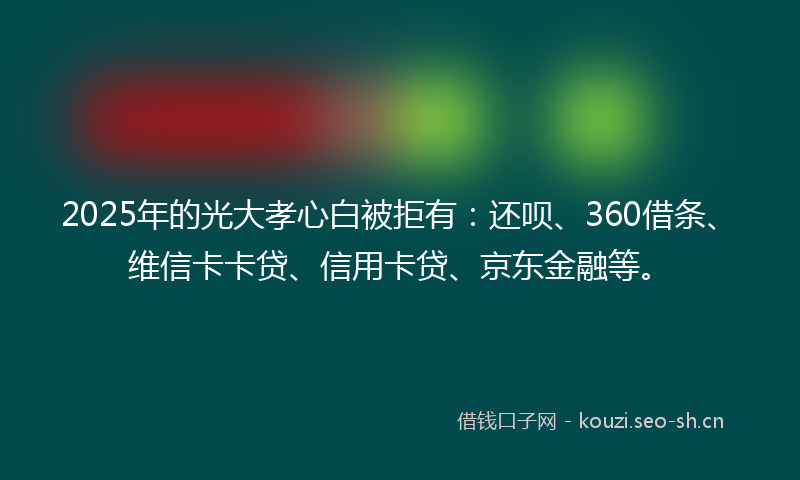 2025年的光大孝心白被拒有：还呗、360借条、维信卡卡贷、信用卡贷、京东金融等。