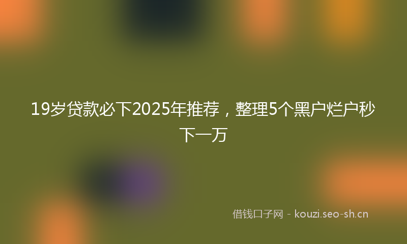 19岁贷款必下2025年推荐，整理5个黑户烂户秒下一万